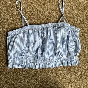 Blue and white stripe crop ✈️